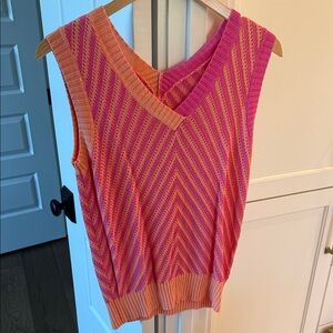 Pink and Orange Chevron Knit Vest